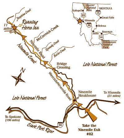 Map to Running Horse Inn